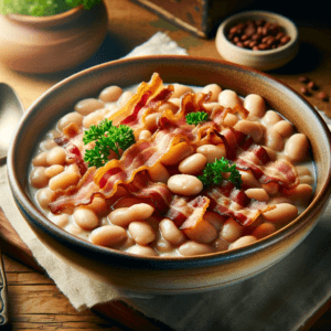 receta de frijoles blancos con tocino